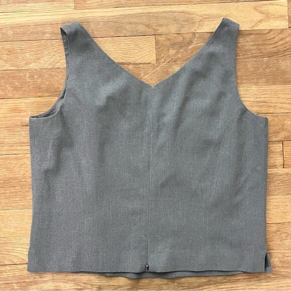 Grace gray V-neck business casual tank top blouse shirt top size 14 B8 - Picture 3 of 3